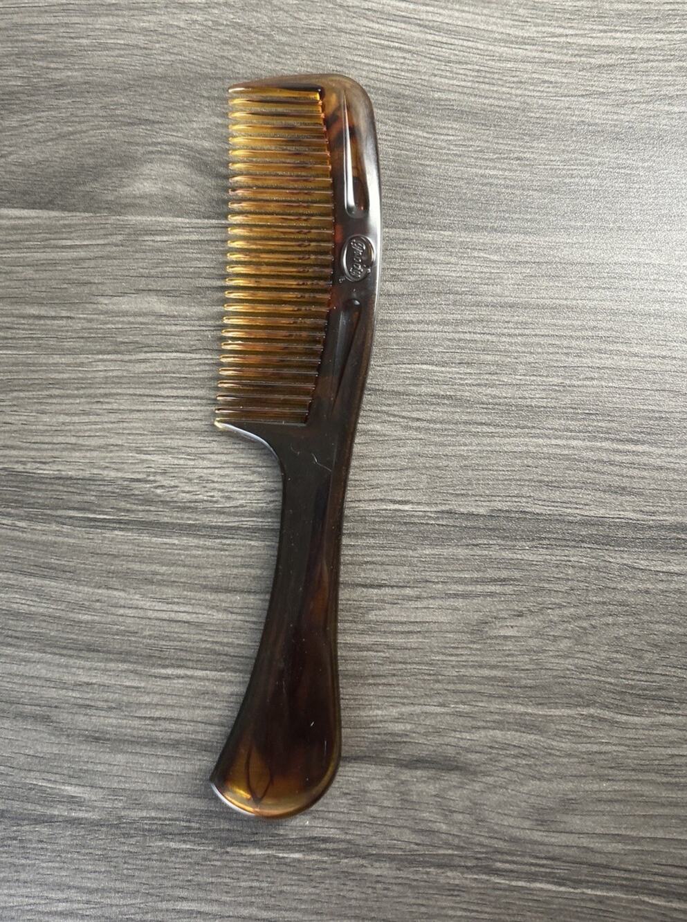 Vintage Goody Faux Tortoise Shell Comb 8.75โ Amber Brown Large Handle Hair Comb